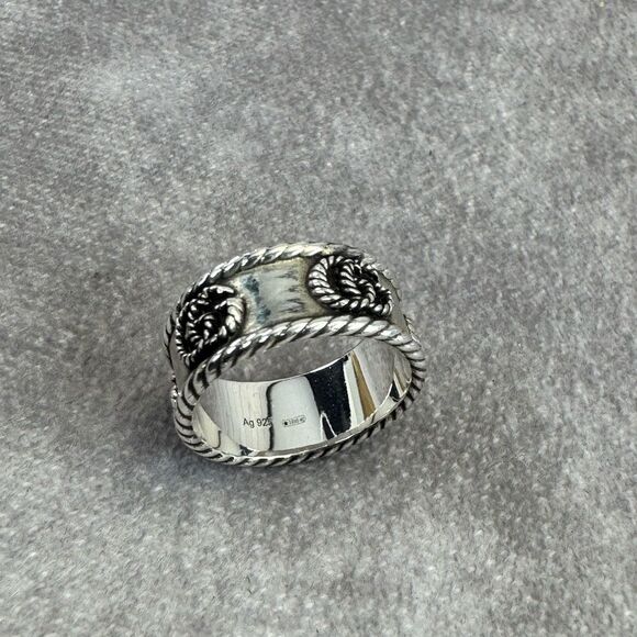 Gucci Marmont Wide 925 Silver Ring 
 Rope Detailing - Picture 10 of 13